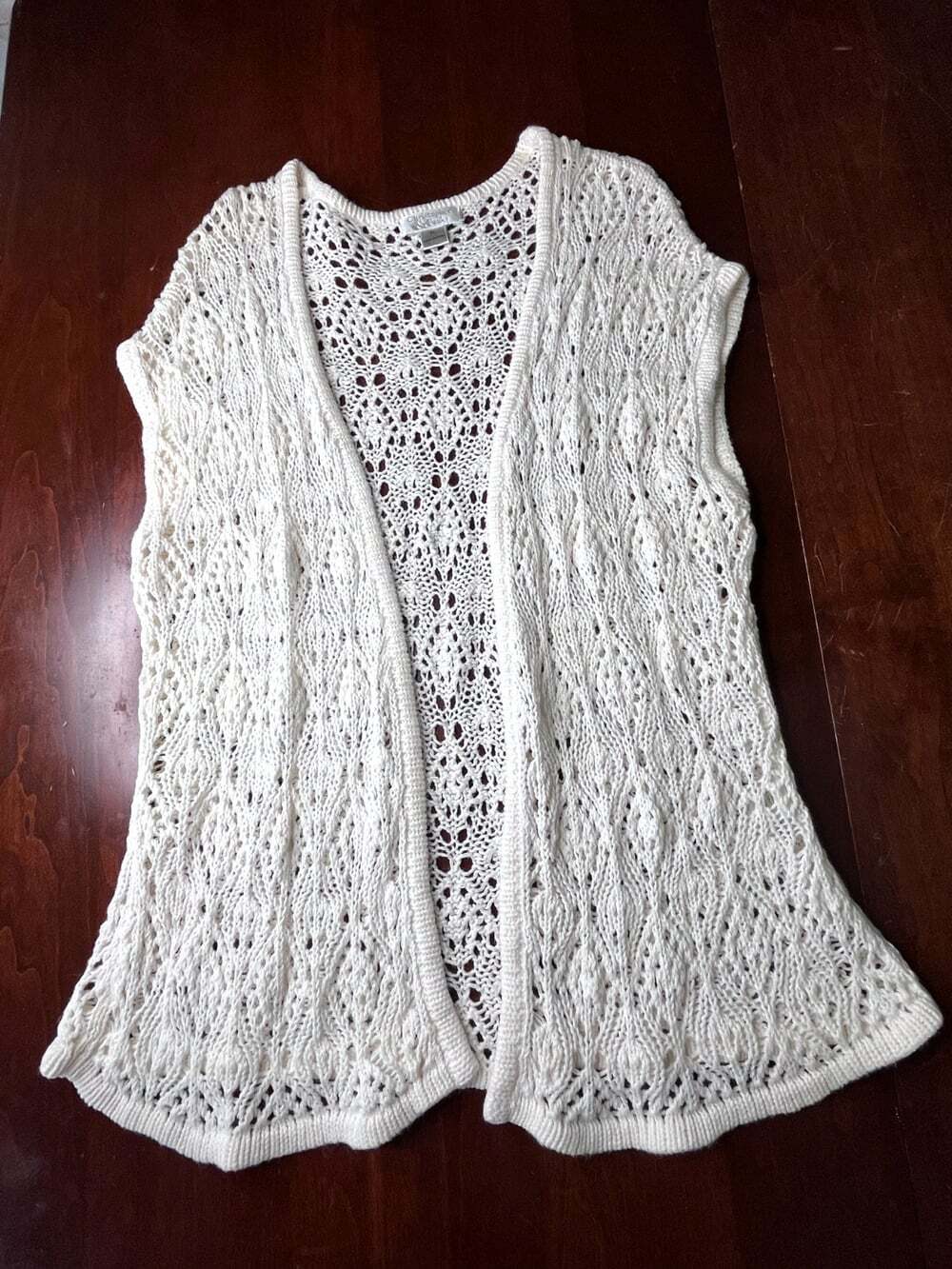 Christopher & Banks Crochet Open Cardigan size XL Boho Festival Coastal Fairy